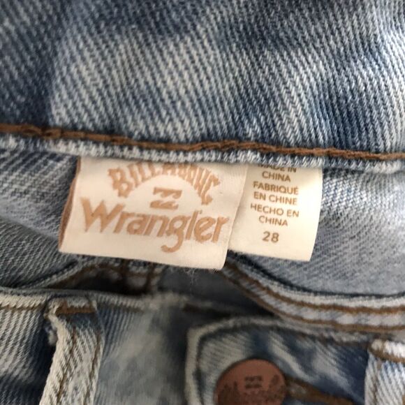 Wrangler Billabong Blue Patchwork Mid Rise Straight Leg Denim Jeans - 28 - Picture 9 of 9